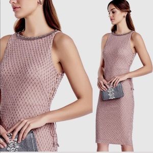 Adrianna Papell Beaded Cocktail Dress LaceUp Sides